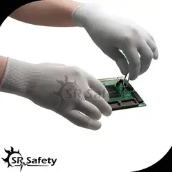 SRSAFETY 6 Пар Антистатические Перчатки, Нейлон-Углерода вязаный Лайнера Покрытием Белого PU На Кончиках Пальцев Перчатки, ESD