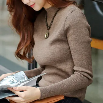 

New autumn 2018 bottoming shirt female Korean winter women's high-necked long-sleeved t-shirt