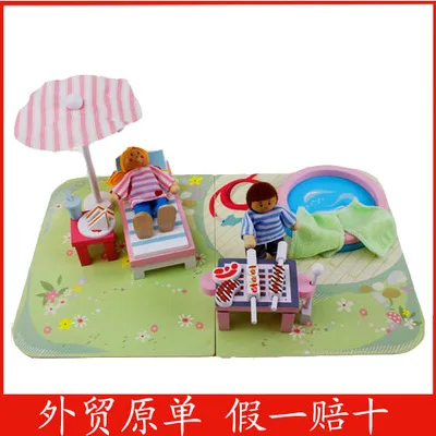 

Children's wooden play house toys Wooden toys Picnic leisure set     gift
