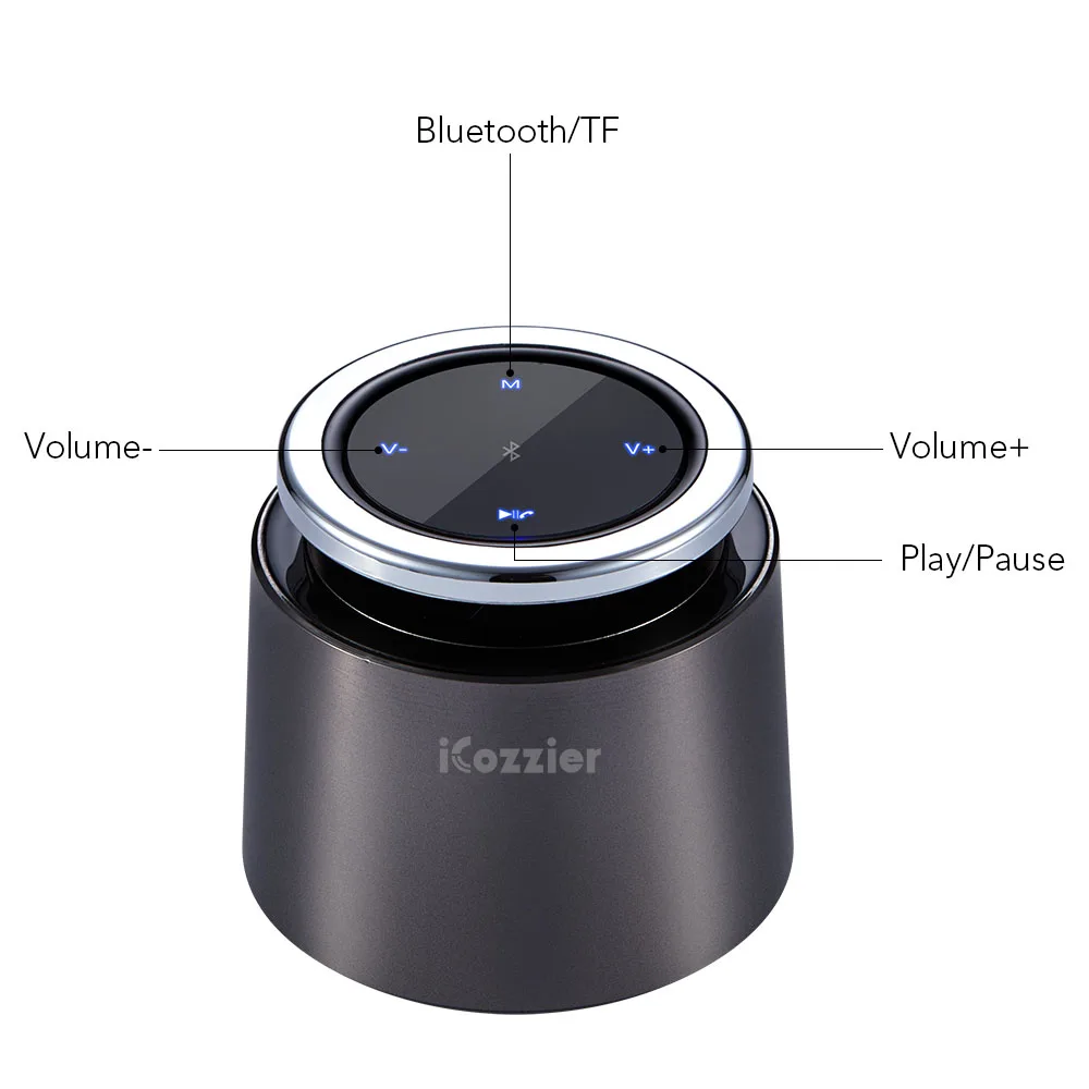 Baratos Altavoz iCozzier Ultra portátil Bluetooth 4,0, altavoz inalámbrico HiFi con Control táctil sensible y llamada manos libres integrada