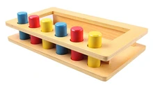 Niños Montessori Juguete de Madera Del Bebé de Tres colores inserto cilindro caja de Aprendizaje Preescolar Educación Formación Brinquedos Juguets