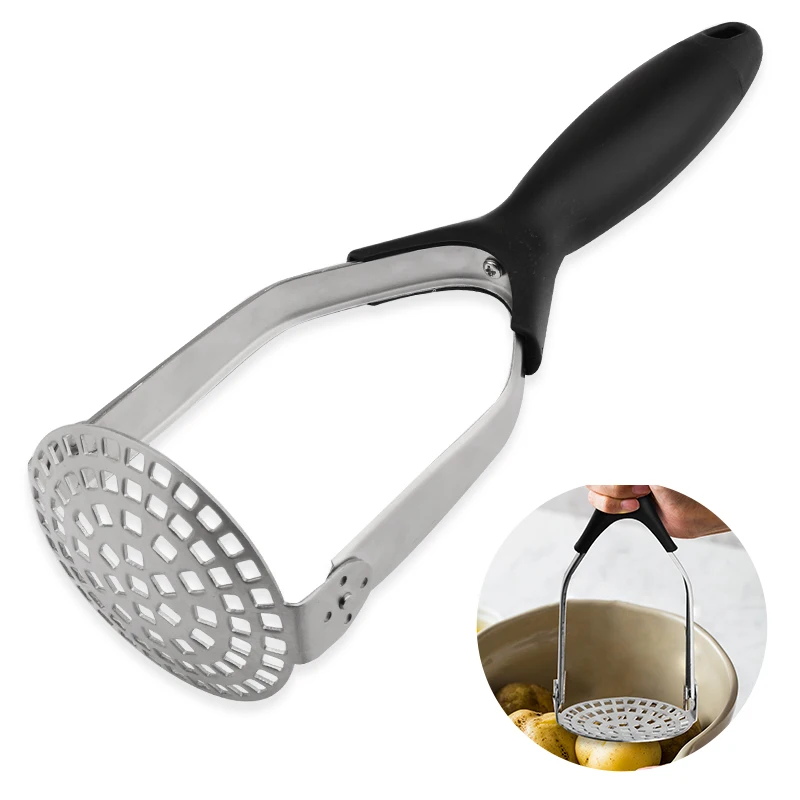 OBRKING 1 Pcs Potato Masher Stainless Steel Smooth Mashed Potatoes