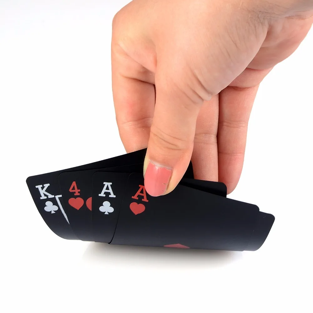 

55pcs Cool Black Waterproof Plastic PVC Playing Cards poker Card Close-up Magic Cards Game Poker Card Board Games