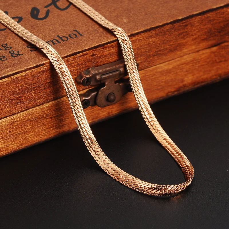Bangrui New 50cm length Herringbone Snake Chain Man Woman Rose Gold