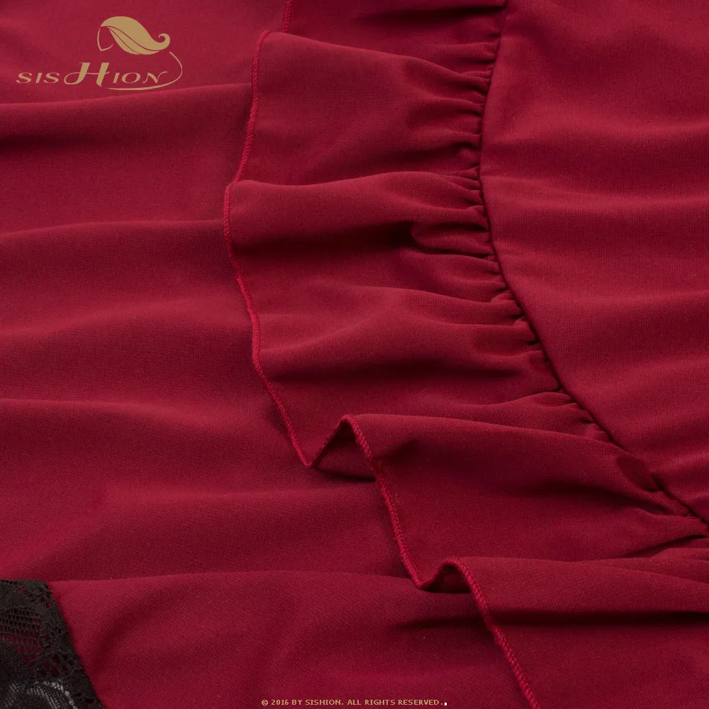 SISHION черная готическая юбка Короткая Передняя кружевная винтажная панк стимпанк Готическая юбка с завышенной талией VD1106 винно-красные синие женские миди юбки