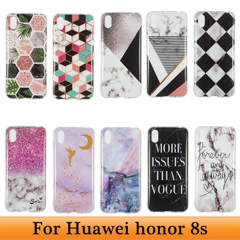 

Honor 8s Case Silicone Artistic Geometric Marble Texture Back Cover For Huawei Honor 8S KSA-LX9 KSE-LX9 8 S Honor8S Case on Soft