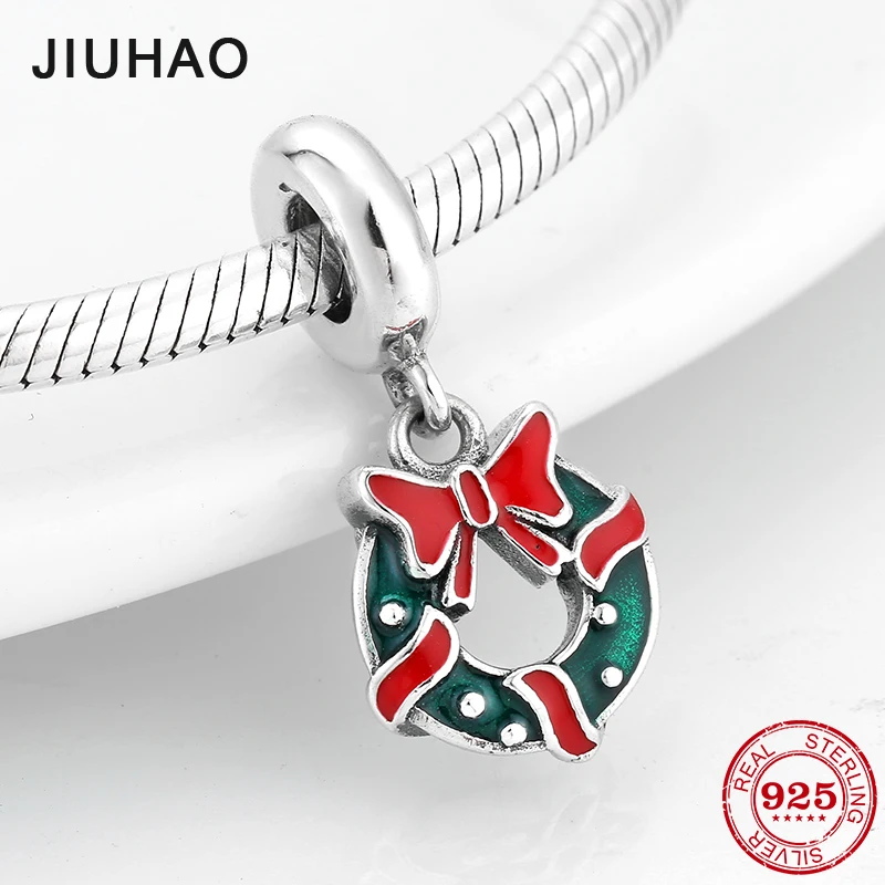 

Red bowknot 925 Sterling Silver Christmas party gift fine Pendants Beads Fit Original Pandora Charm Bracelet Jewelry making
