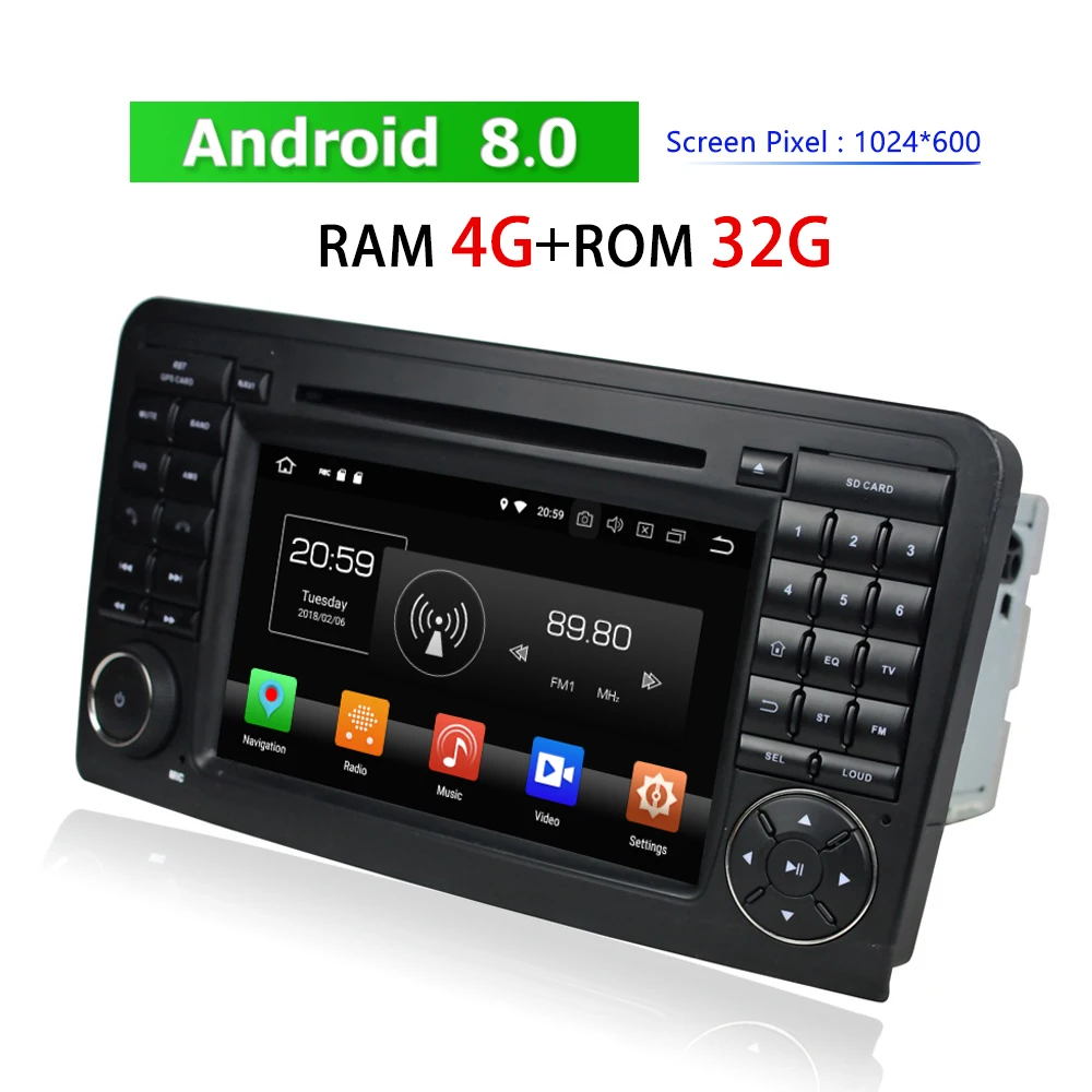 

2 Din Android Autoradio Bluetooth for Mercedes-Benz ML CLASS W164 2005~2012 DVD GPS TV iPhone 3G 4G Stereo Car Multimedia Player