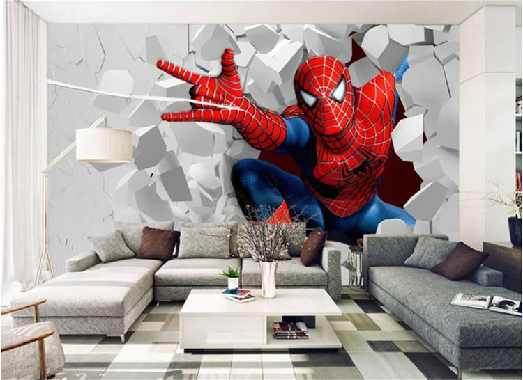 Custom children wallpaper, Spiderman mural for the children's room bedroom TV backdrop waterproof papel de parede Custom children wallpaper, Spiderman mural for the children's room bedroom TV backdrop waterproof papel de parede