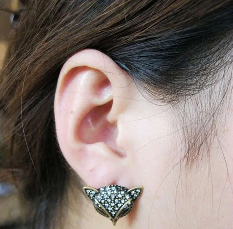 2013 New Arrival Fashion Accessories Restore ancient ways super cute lovely fox stud earrings Free Shipping D105|accessories for the psp|accessories