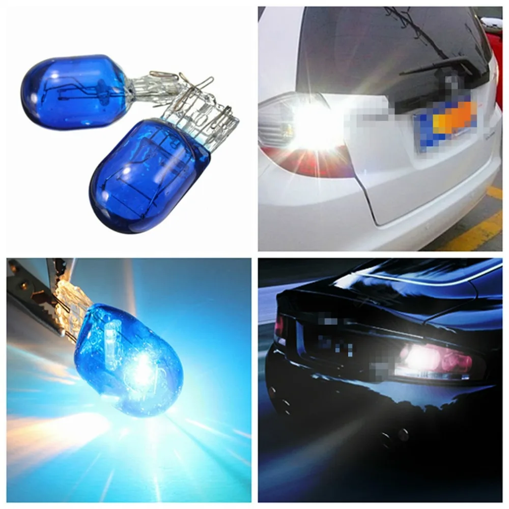 

4x 1891 7443 T20 12V 21W 5W Blue Glass Car Wedges Lights Auto Lamp DRL Sidelight Light Turn Singal Automobile Brake Lights Bulb