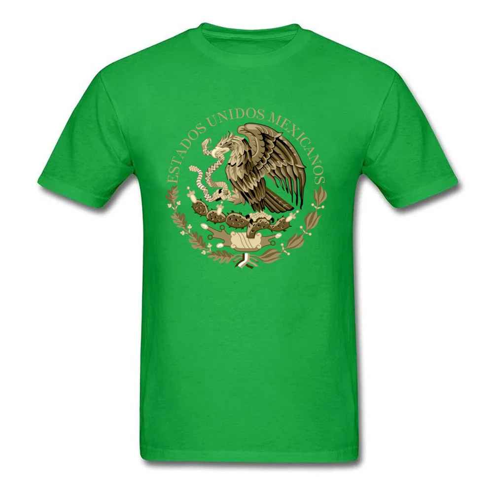 Mexico flag seal in sepia Top T-shirts 2018 New Short Sleeve Classic Cotton Fabric Crewneck Men T Shirt Tops Shirts Lovers Day Mexico flag seal in sepia green