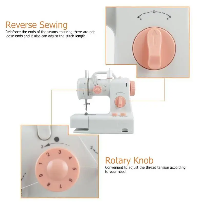 Мини-швейная машина, новая штепсельная вилка европейского стандарта, FHSM-318, Электрический встроенный светильник, бытовая многофункциональная швейная машина для рукоделия