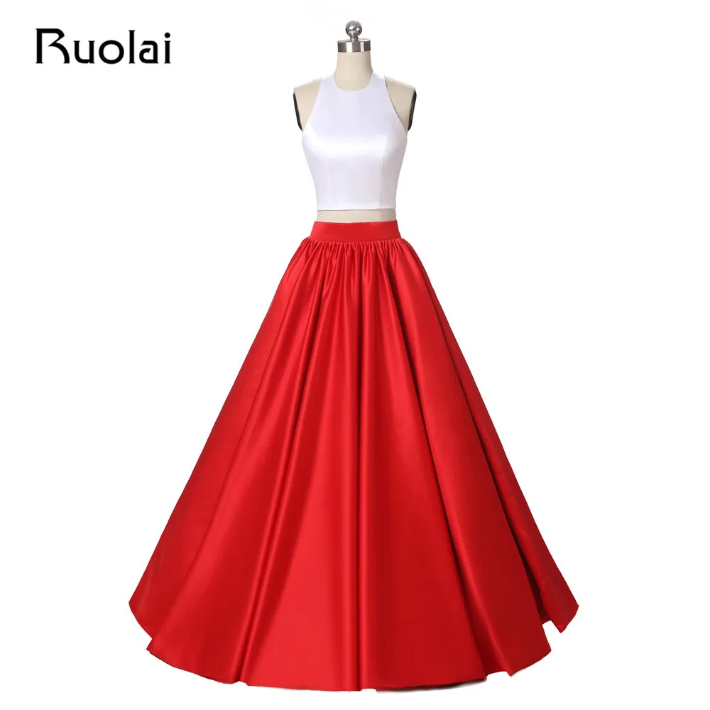 red and white combination gown
