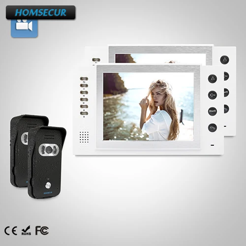 

HOMSECUR 8" Hands-free Video Door Entry Security Intercom+One Button Unlock 2C2M : TC021-B Camera(Black)+TM801R-W Monitor(White)