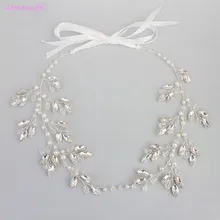 Jonnafe Handmade Clear Crystal Wedding Tiara Headband Silver Bridal Pearl Hair Jewelry Accessories Women Headpiece