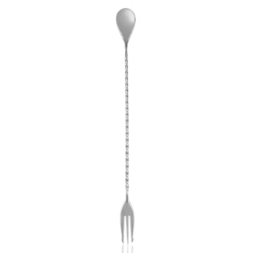 Silver 12'' 30cm Cocktail Pick Swizzle Sticks Stirrer Trident Bar Spoon