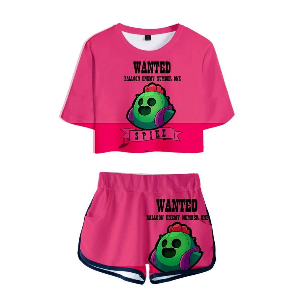 BRAWL STARS 2 Piece Women SETS Women Outfits Outfit 3D Print T-Shirt Shorts Women