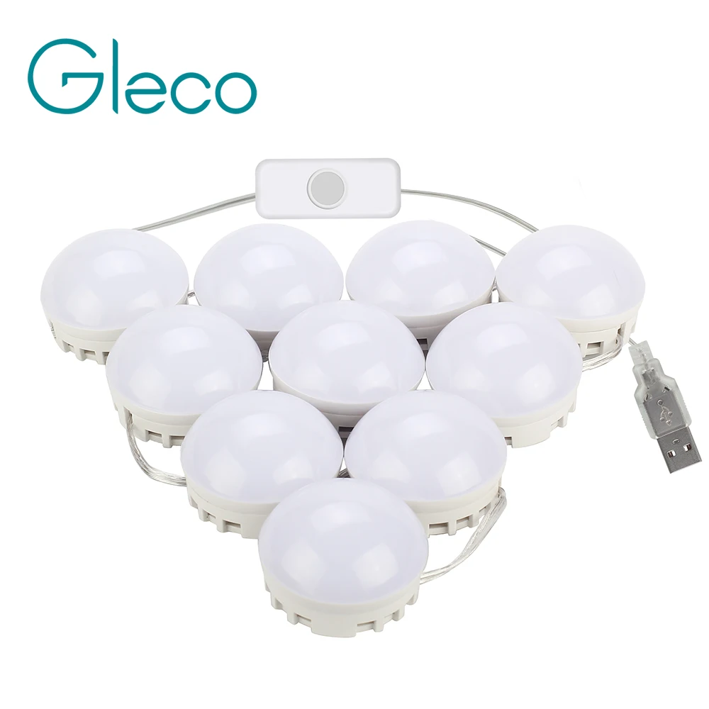 

USB Powered Makeup Mirror Vanity LED Light 10 Bulbs Kit Brightness Adjsutable with Switch for Dressing Table DIY Mirror Light