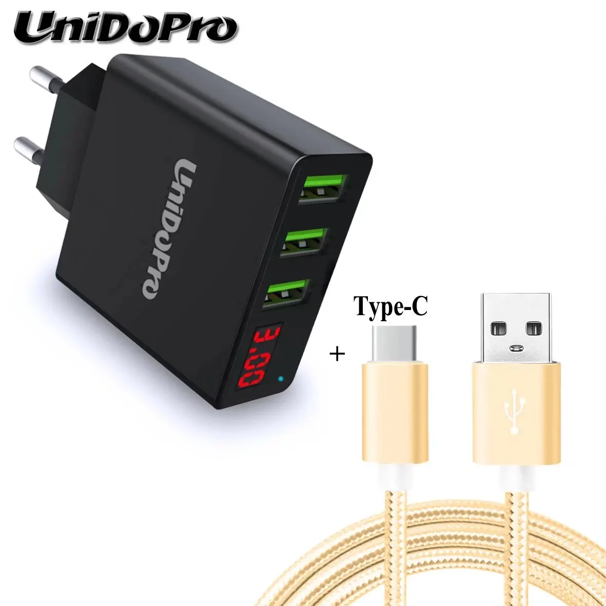 3 порта USB разъем ЕС светодиодный дисплей 2.4A быстрое зарядное устройство