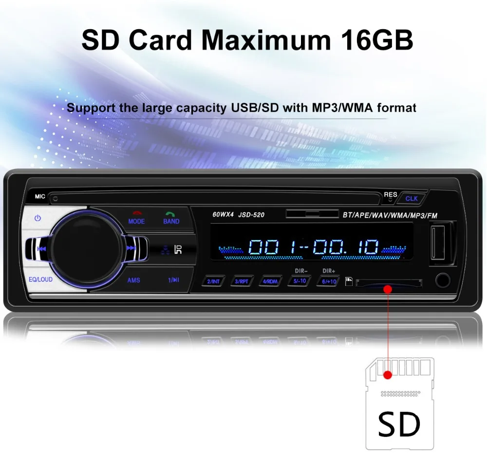 Авторадио 1 din JSD-520 автомобильная стереосистема Bluetooth аудио mp3 рекордер fm usb sd aux вход oto teypleri автомобильное радио для машины плеер