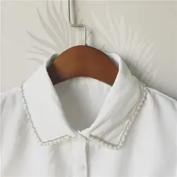 Высокая-бусина рубашка волнистые жемчужина из бисера дамы свитера украшения шифон v-образным вырезом отложной съемный жемчужное ожерелье