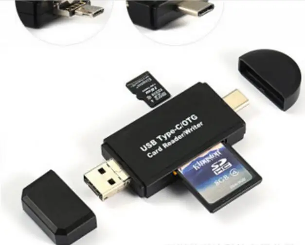 

Multipurpose 3 in 1 Type-C Micro USB mobile phone OTG Card reader