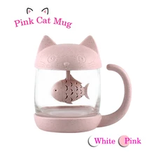 Милый Чайный фильтр кошка Розовая кошка с чашками травы Белая Кружка Чайный горшок чайные пакеты для чая и кофе фильтр рождественские подарки Хэллоуин