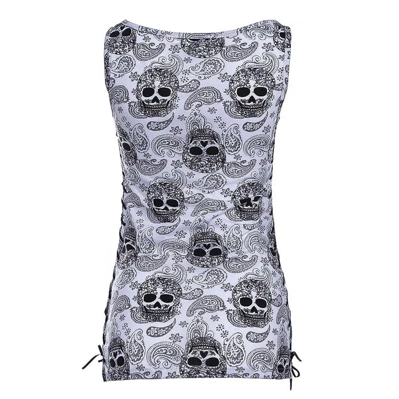 Best New Skull Head Design Tops Sleeveless White T Shirts Fitness Women Vest Casual Camisole Wholesale Dropship