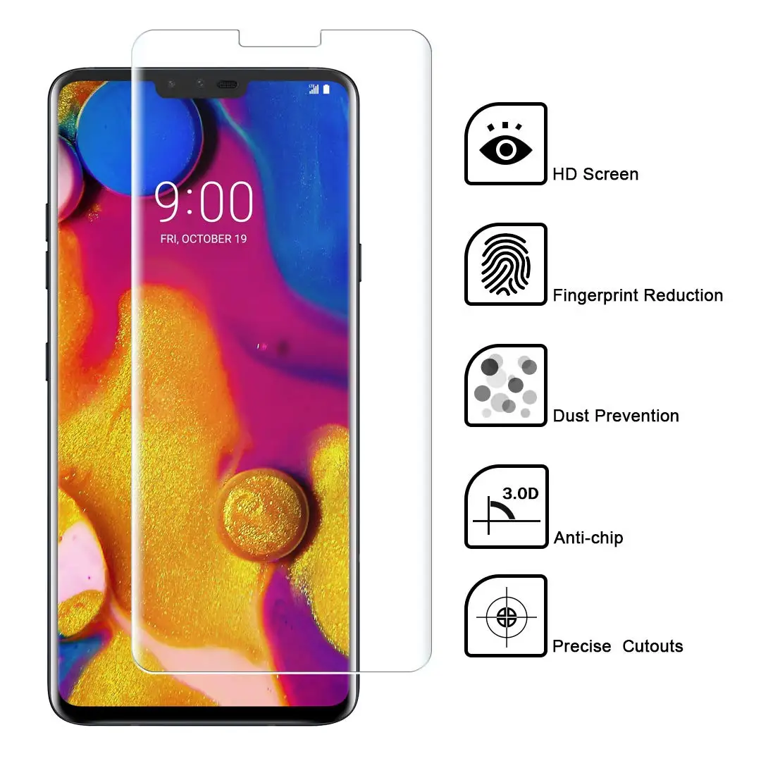 УФ 5D закаленное стекло полное покрытие для LG V40 V30 G7 Защита экрана Huawei P30 P20 Pro Lite Mate