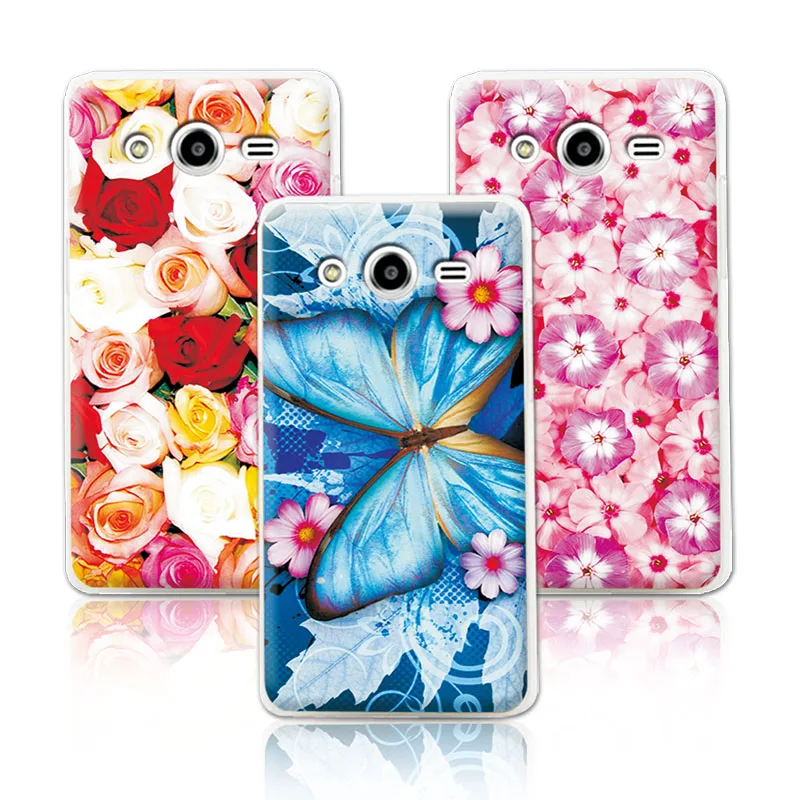 

Floral Art Painted Flower Phone Case For Samsung Galaxy Core 2 G355 G355H SM G355H Case Cover For Sm G355H Capa +Free Stylus Pen