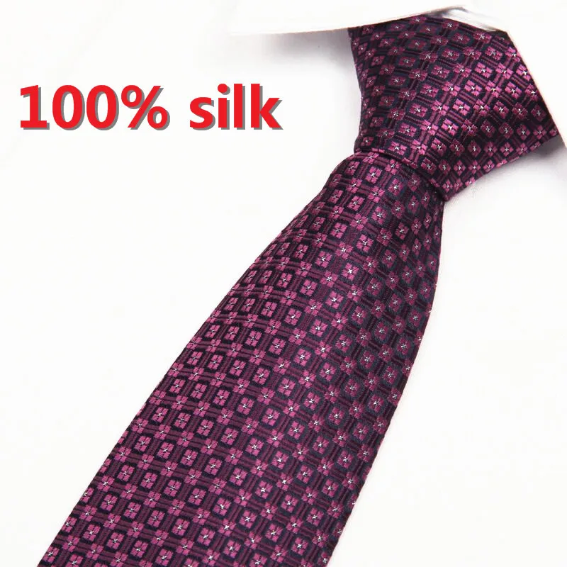 

SHENNAIWEI 100% silk 2016 new arrival purple plaid tie White dots necktie silk ties for men wedding decoration