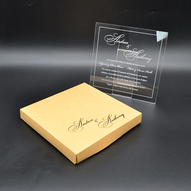 

2019 Latest Design Luxury Fancy Clear Acrylic Baby Born Invitation Card with decoration box