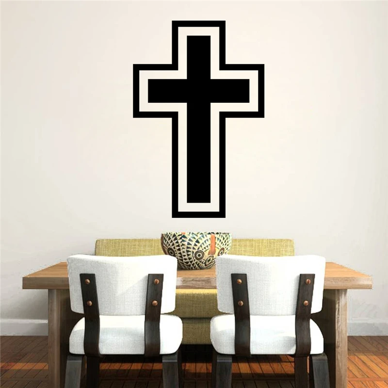 Настенные наклейки с христианским крестом для гостиной, украшения дома, Съемные Виниловые художественные наклейки, черные