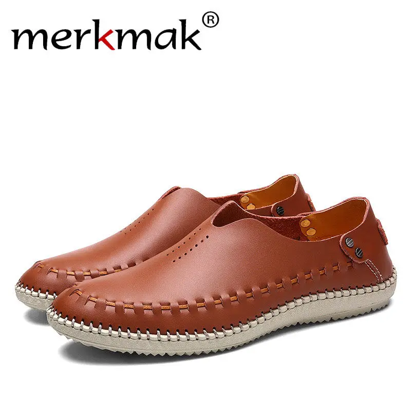 Acheter Merkmak Hommes Appartements D été Trous Mocassins Chaussures Lesisure Main Respirant Conception Chaussures pour Homme D affaires Conduite Chaussures Dropship