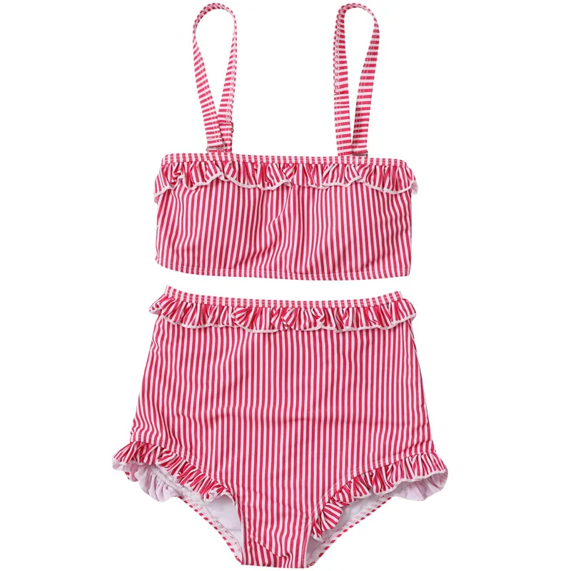 

Ruffled Bandeau Bikini With High-waisted Bottom Bandeau Swimsuit Two Pieces Swimwear Women 2019 Girls Beach Bathing Suits