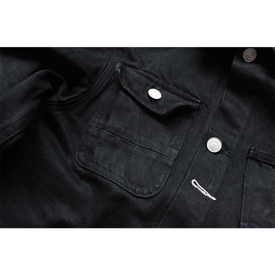 Винтажная Тяжелая черная джинсовая куртка для мужчин Chaqueta Hombre известный бренд Slim