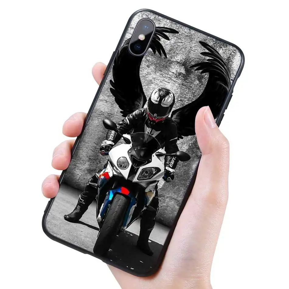 Силиконовый черный чехол для iPhone 11 Pro XR X XS MAX 7 8 6 6S Plus 5 5S SE 7Plus 8Plus мобильный телефон moto Cross moto rcycle sports - Цвет: 010