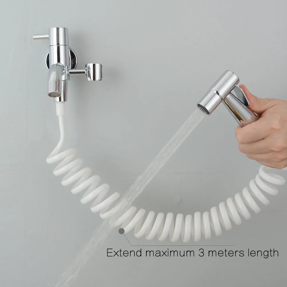 Bathroom Toilet Bidet Sprayer Kit. Black & Chrome Wall Mounted Bidet Faucet Solid Brass Cold Water Tap 3 Meter Hose Bathroom Toilet Bidet Sprayer Kit. Black & Chrome Wall Mounted Bidet Faucet Solid Brass Cold Water Tap 3 Meter Hose