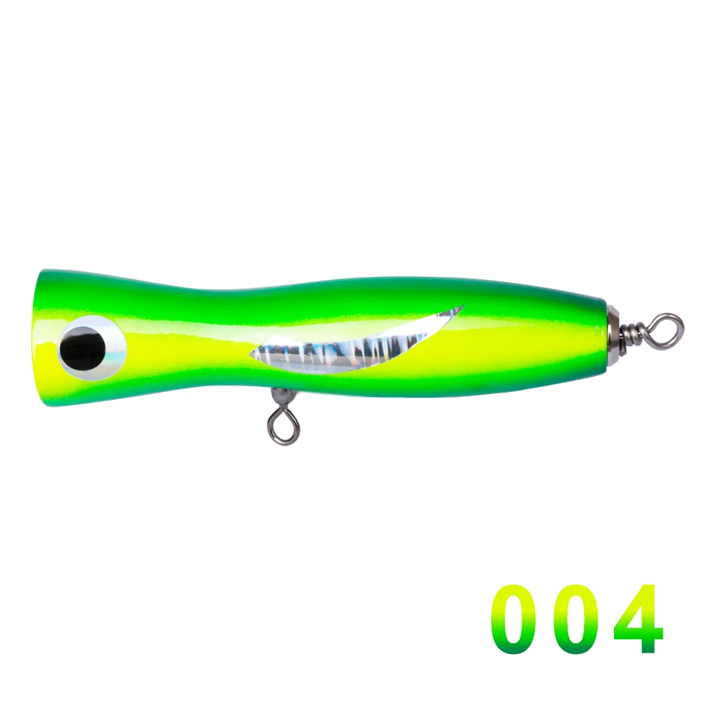 HuntHouse Wooden lure fishing popper Topwater Handmade Fishing Trolling Baits Spitter GT Surface Popping Lures durable swimbait - Цвет: 004