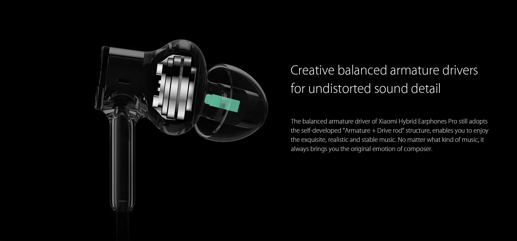 Original Xiaomi QTEJ02JY In-ear Hybrid Earphones Pro HD Dynamic Balanced Armature Driver Volume Control- Silver