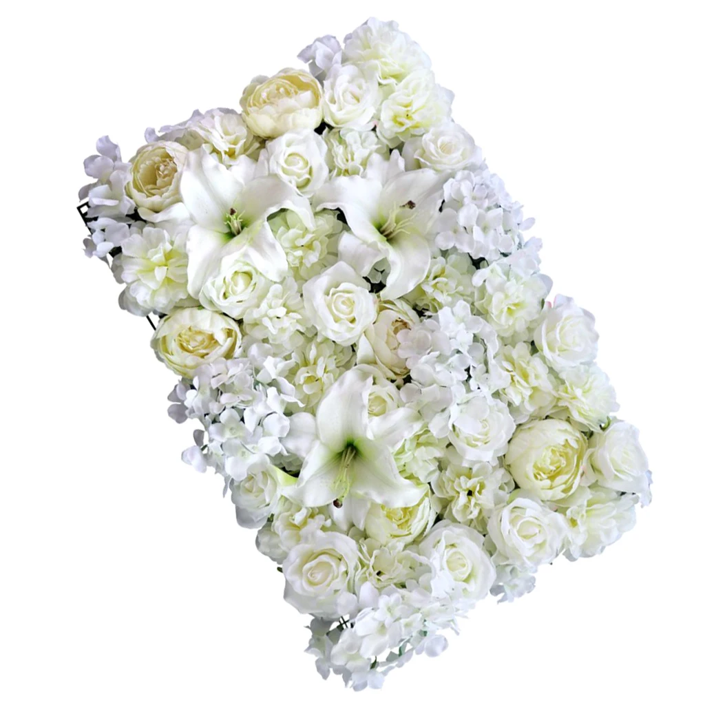 4pcs Artificial Rose Peony Lily Flower Wall Panels Wedding Venue Decoration
