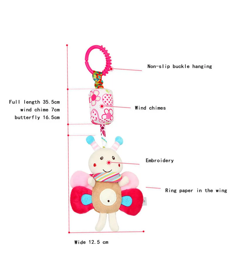 Детская плюшевая игрушка, держатель для детской кровати, ветряные колокольчики, погремушки, колокольчики, Мультяшные детские игрушки, колокольчики, мобильная детская кроватка, подвесные колокольчики, игрушка
