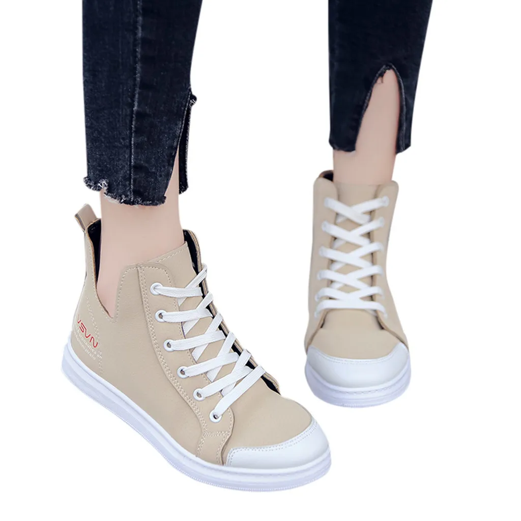 

New Casual Outdoor Toe Flat High Quality Women Ladies Fashion Lace Up Round Toe Flat Casual Loafer Sneaker Canvas Shoes 2019
