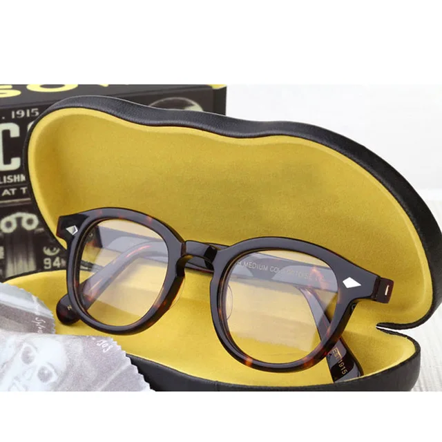 

Johnny Depp Glasses Optical Glasses Frame Men Women Brand design Computer Transparent Eyeglass Acetate Vintage with box Q313