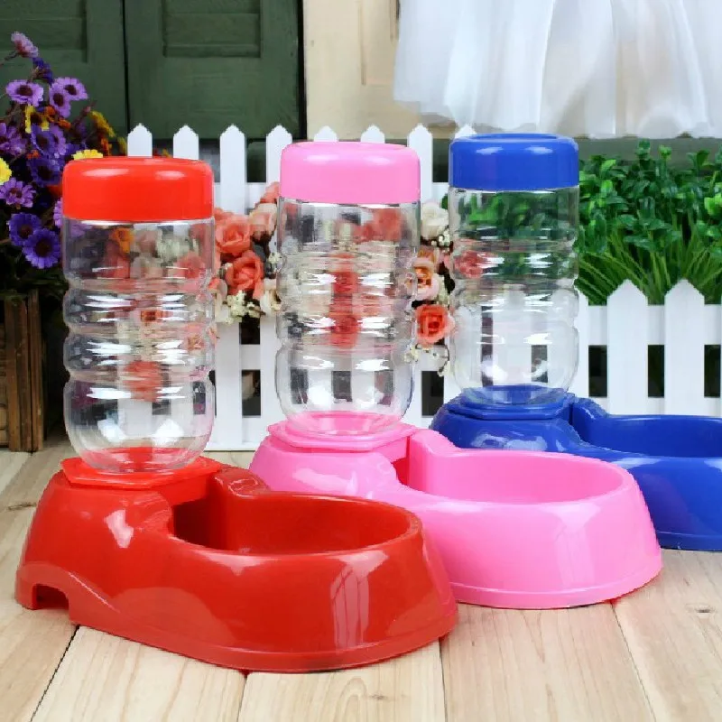 Automatic Pet Dog Puppy Water Bottles Dispenser Food Dish Bowl Feeder