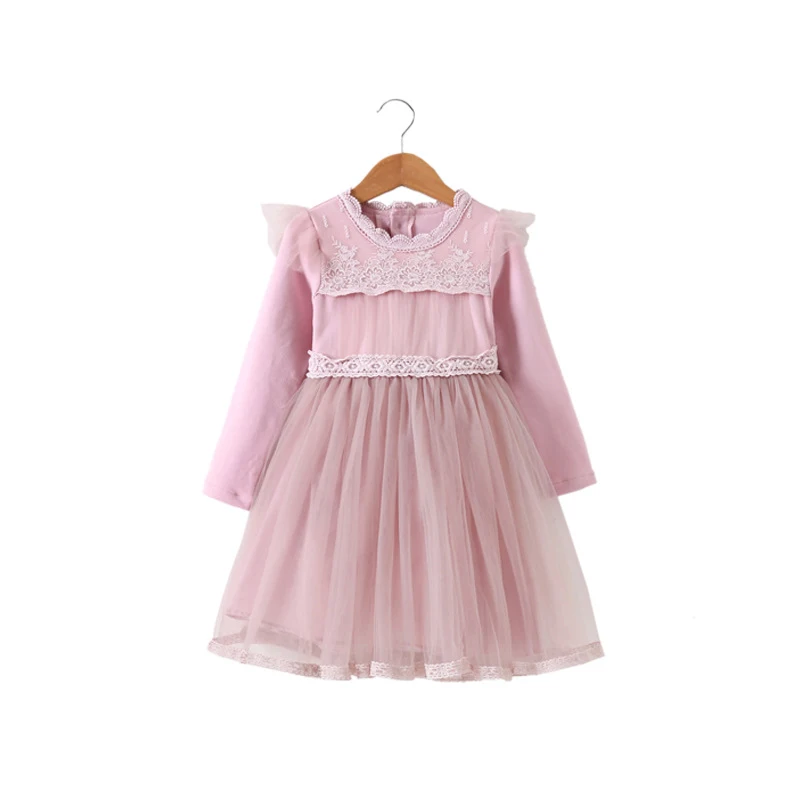 

elegant lace princess costume pink party frocks for 3 - 12 yrs baby girls knit dress 2018 winter autumn thick warm kids clothes