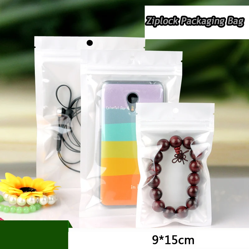 

Free Shipping 100pcs/lot 9cm*15cm*160mic Clear+White Retail Plastic BOPP Bag Electronic Packaging Bags For Accessories Wholesale