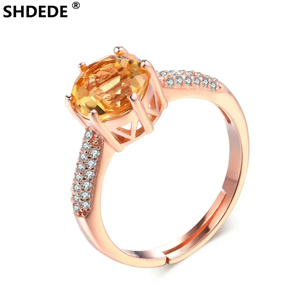SHDEDE S925 Серебряные легкие Роскошные ювелирные изделия 2 карата натуральный желтый
