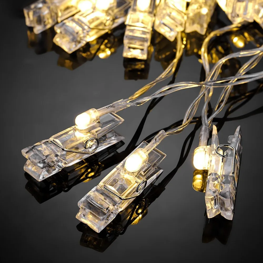 10 50LEDs зажим для фото светодиодная гирлянда на батарейках декоративные огни